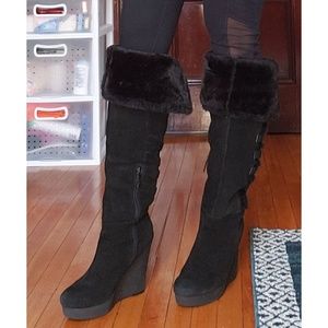 Nine West suede wedge booties